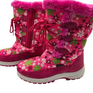 Jands Girl's Pink Fur Insulated Water Resistant Snow Rain Winter Boots Shoes
